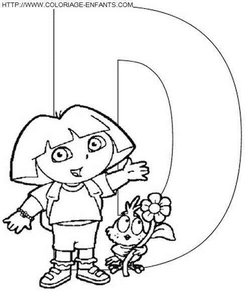 coloriage Alphabet Dora lettre D