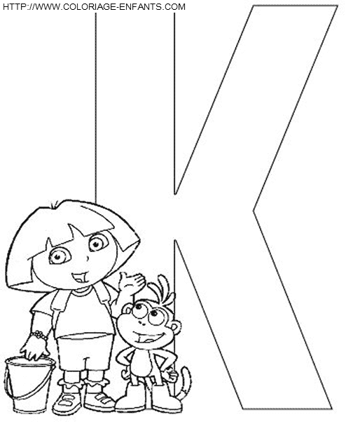 coloriage Alpahbet Dora lettre K