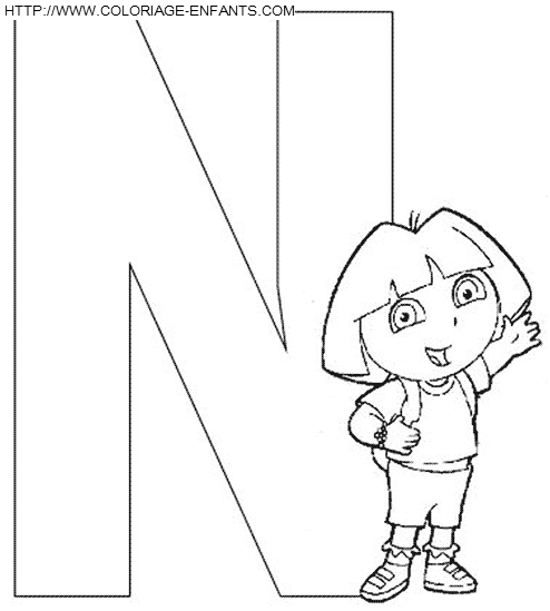 coloriage Alphabet Dora lettre N