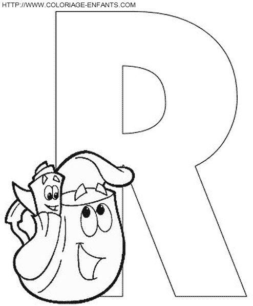 coloriage Alphabet Dora lettre R