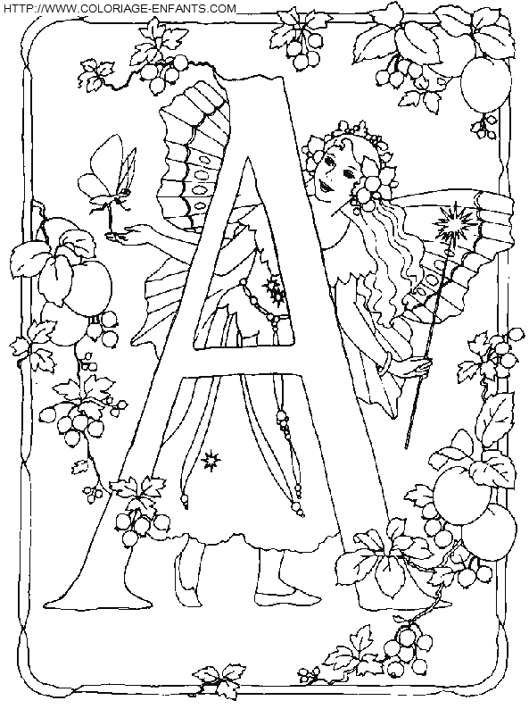 coloriage Alphabet fee lettre A