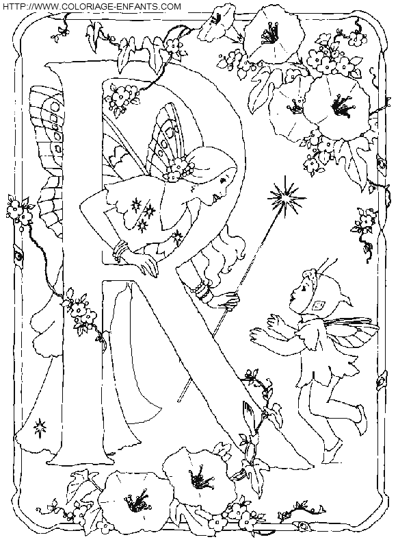 coloriage Alphabet fee lettre R