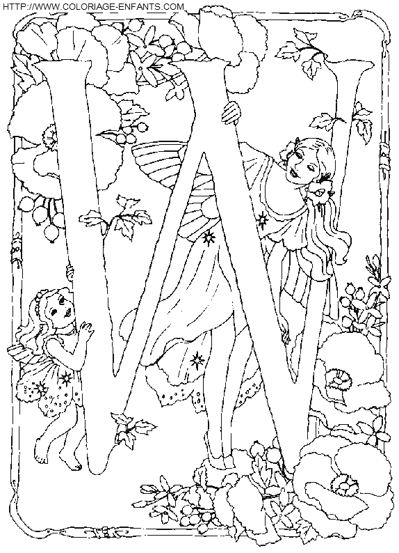 coloriage Alphabet fee lettre W