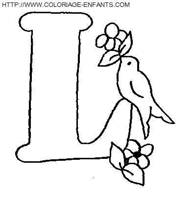 coloriage lettre oiseaux lettre l