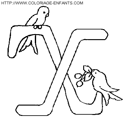 coloriage lettre oiseaux lettre x