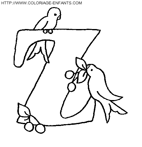 coloriage lettre oiseaux lettre z