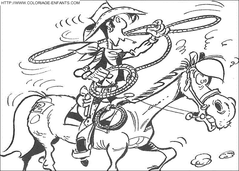 coloriage lucky luke au lasso