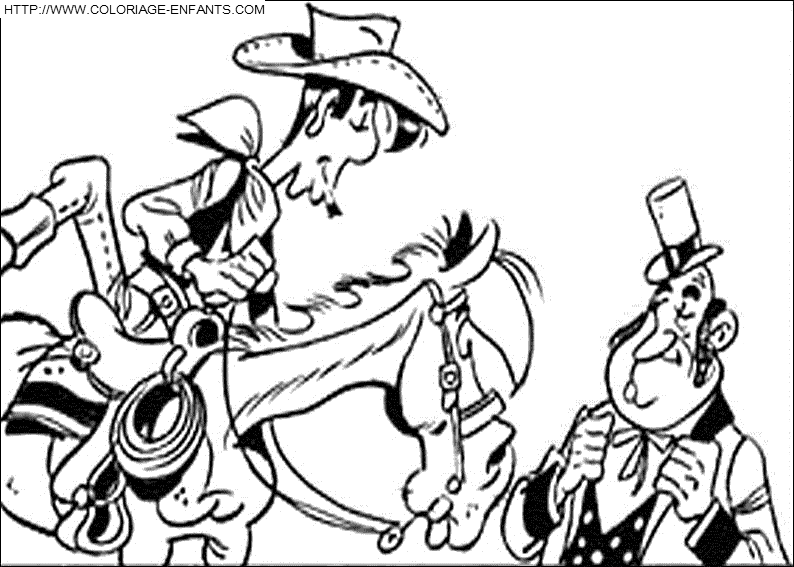 coloriage lucky luke avec le maire