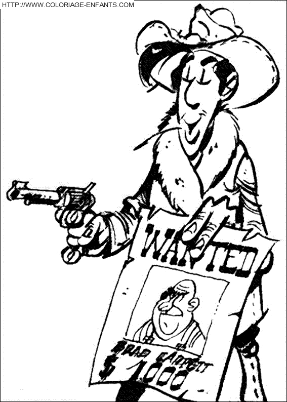 coloriage lucky luke en recherche du gangster