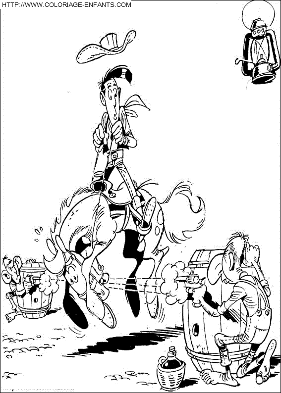 coloriage lucky luke entre deux tirs