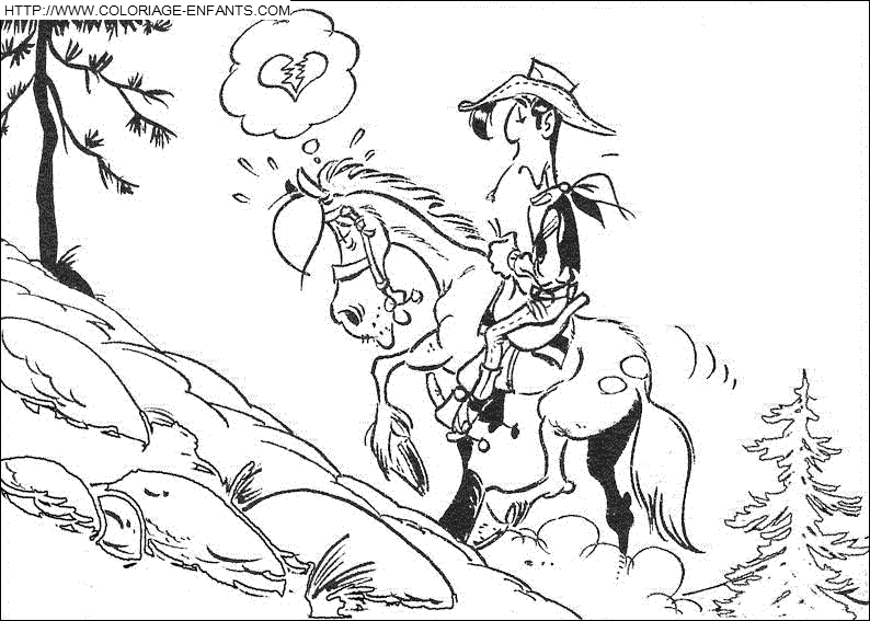 coloriage lucky luke repartant avec son compagnon