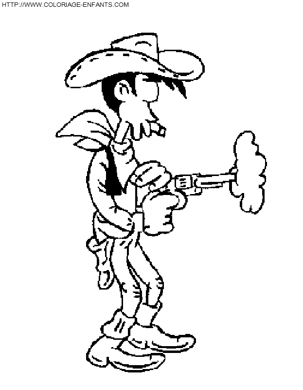 coloriage lucky luke tirant au pistolet