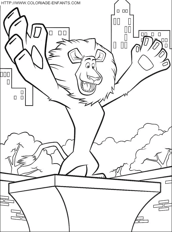 coloriage madagascar lion alex