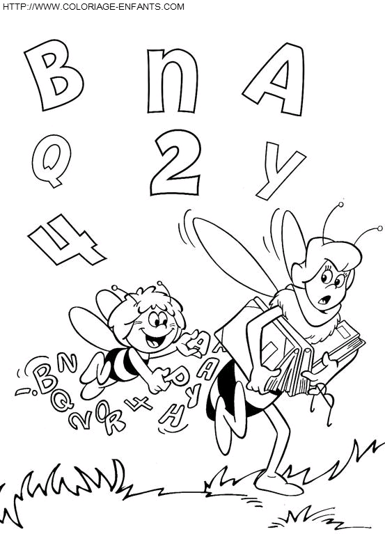 coloriage maya abeille professeur cassandre alphabet