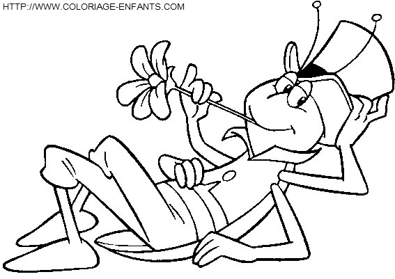 coloriage maya abeille la sauterelle flip raconte une histoire à maya