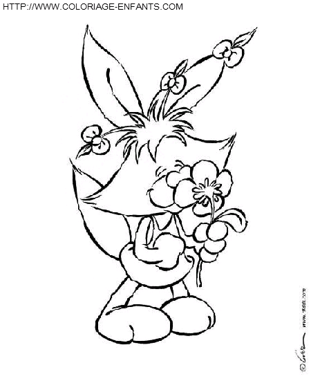 coloriage mimihopps avec une fleur