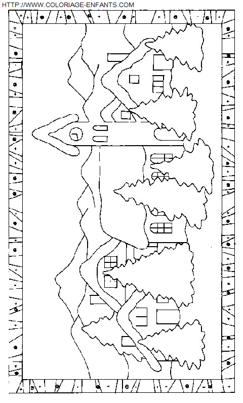 coloriage Nature Maisons