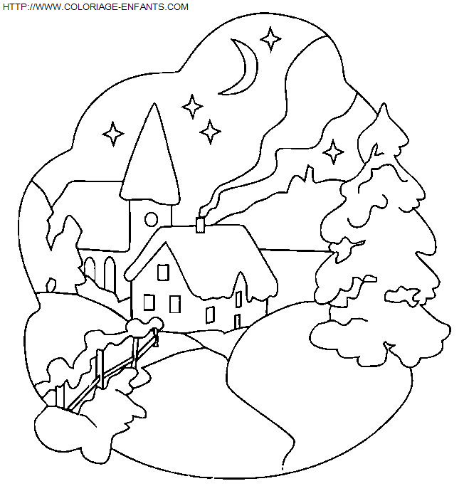 coloriage Nature Maisons