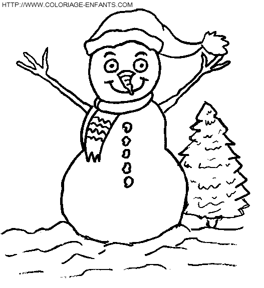 coloriage noel un bonhomme de neige