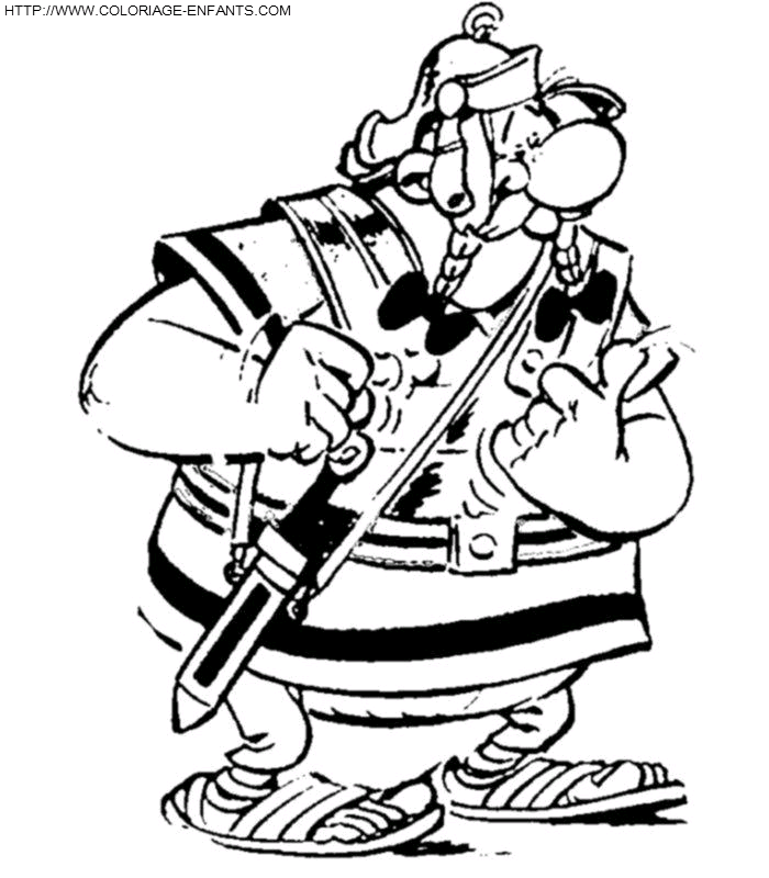 coloriage obelix deguise en romain