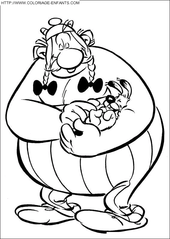 coloriage obelix et son petit chien idefix