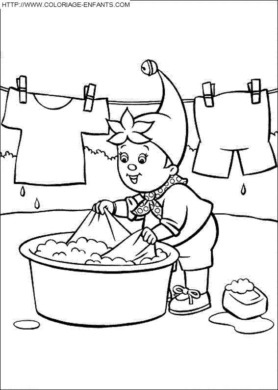 coloriage oui oui lave son linge