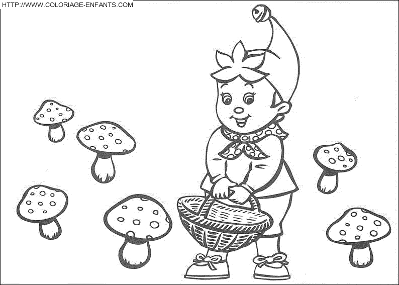 coloriage oui oui ramasse des champignons