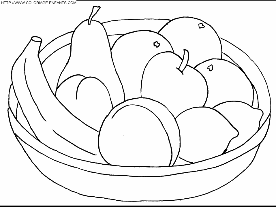 coloriage panier de fruits