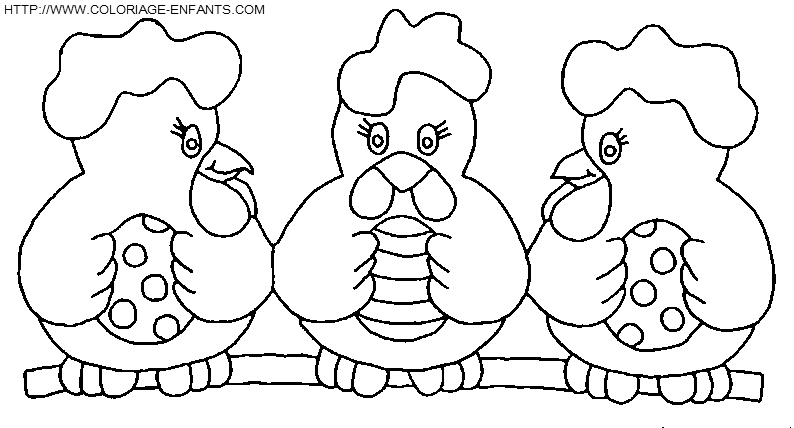 coloriage paques des poussins avec leurs oeufs