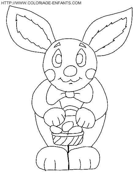 coloriage paques lapin avec des oeufs