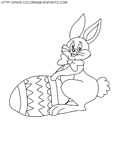 coloriage paques le lapin avec un oeuf