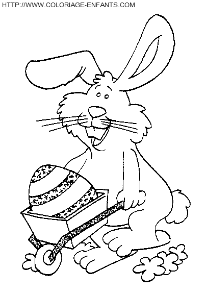 coloriage paques un lapin a trouve un oeuf