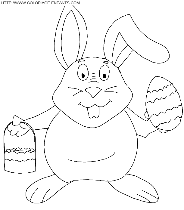 coloriage paques un lapin offre un oeuf