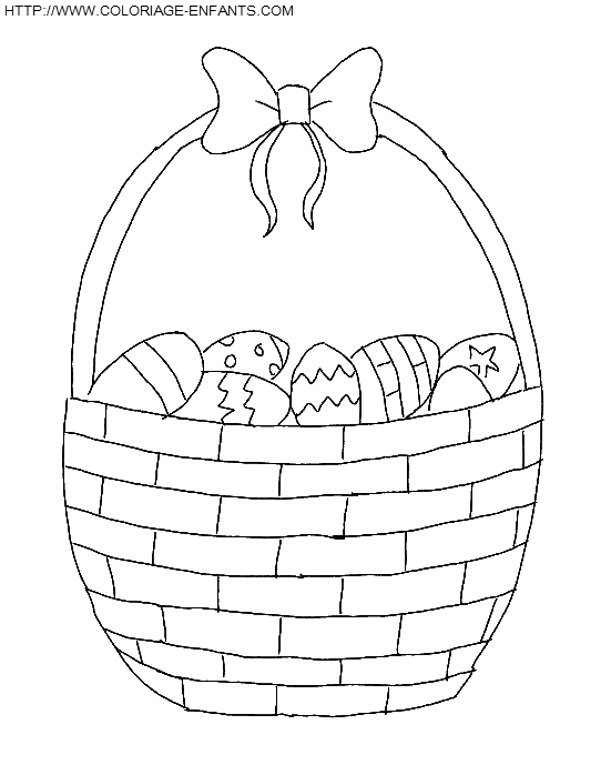 coloriage paques un panier avec des oeufs