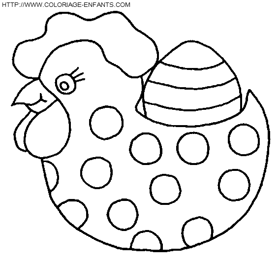 coloriage paques une poule de chocolat