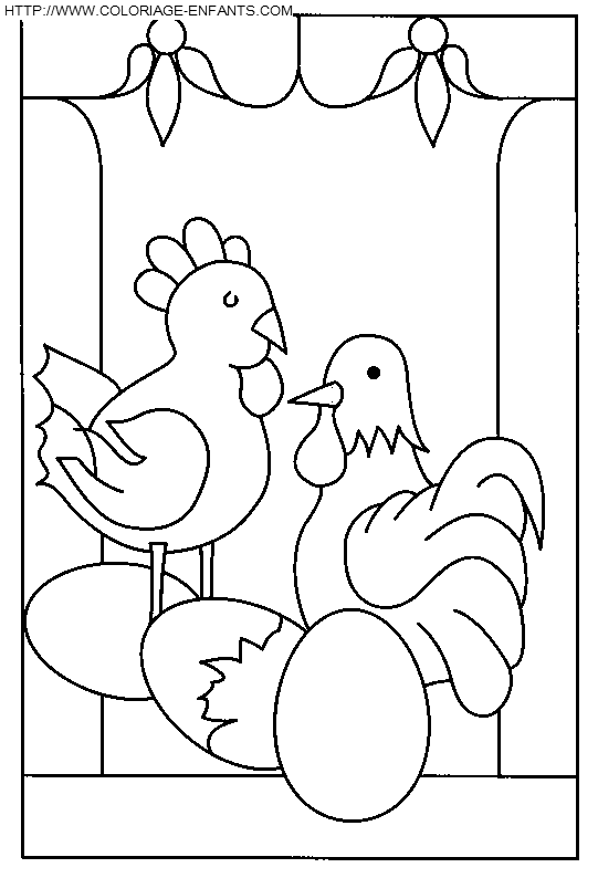 coloriage poules