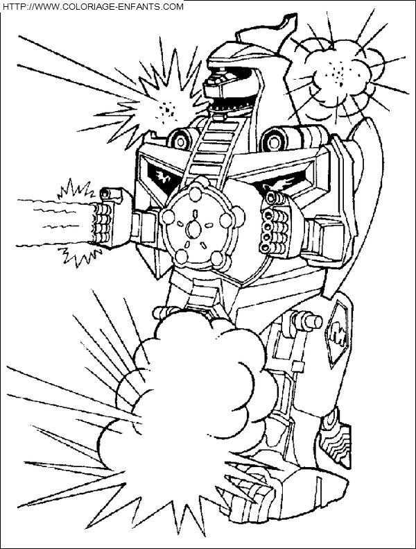 coloriage power rangers le robot attaque