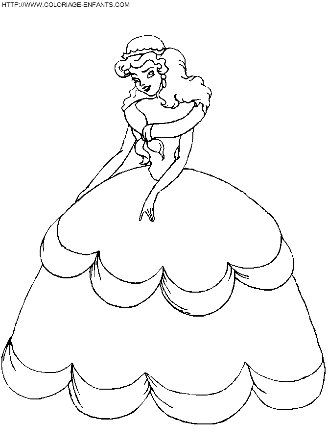 coloriage princesse en belle robe