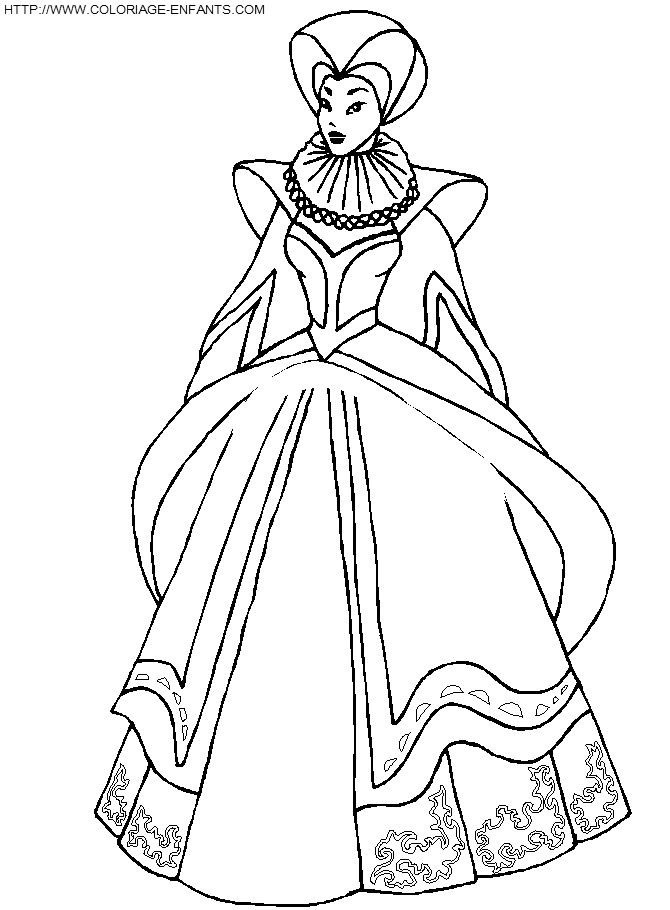 coloriage princesse en robe de bal