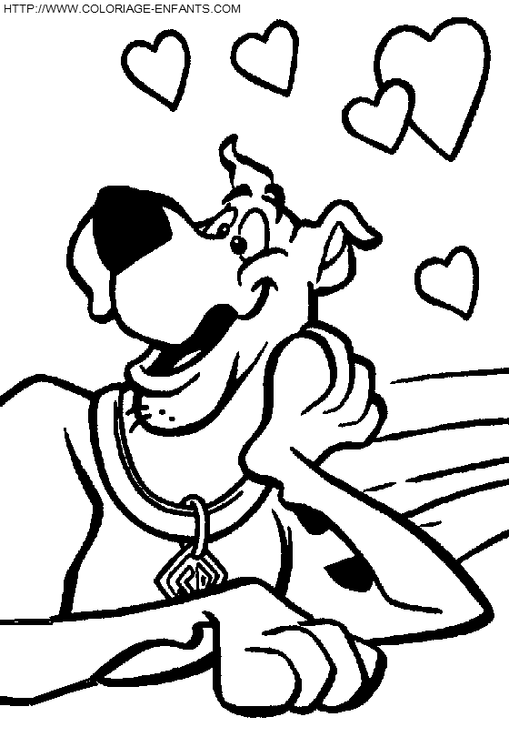 coloriage scoobydoo amoureux