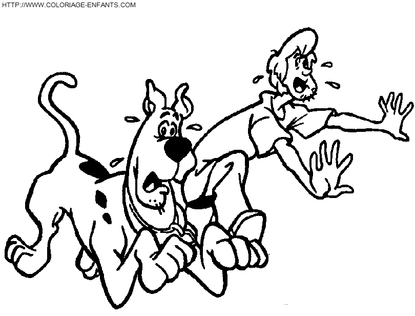 coloriage scoobydoo et samy courent effrayes