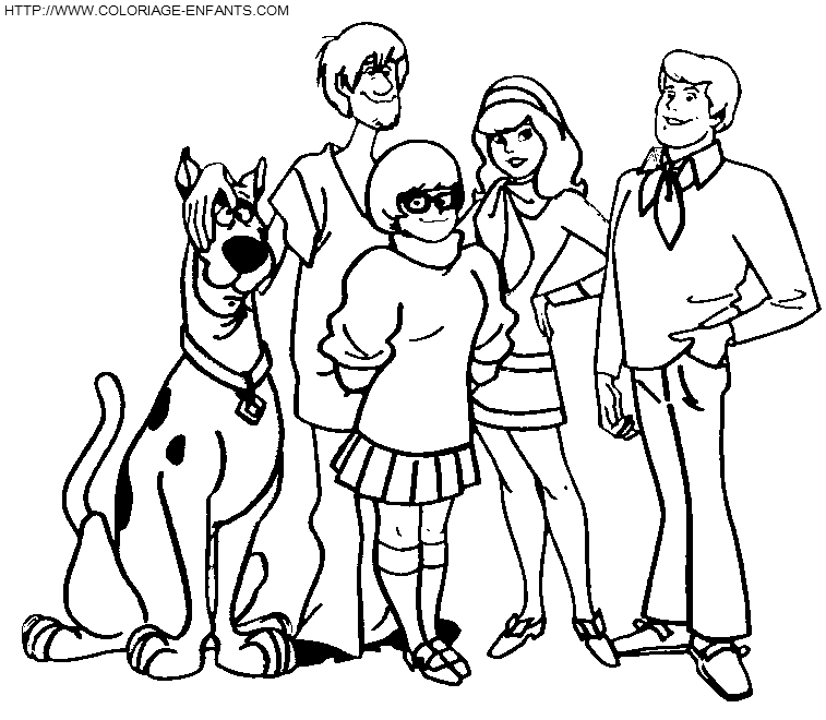 coloriage scoobydoo portrait de tous les amis