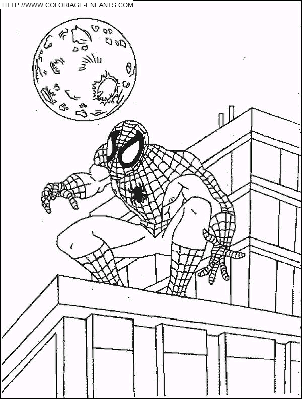 coloriage spiderman evitant la boule de feu