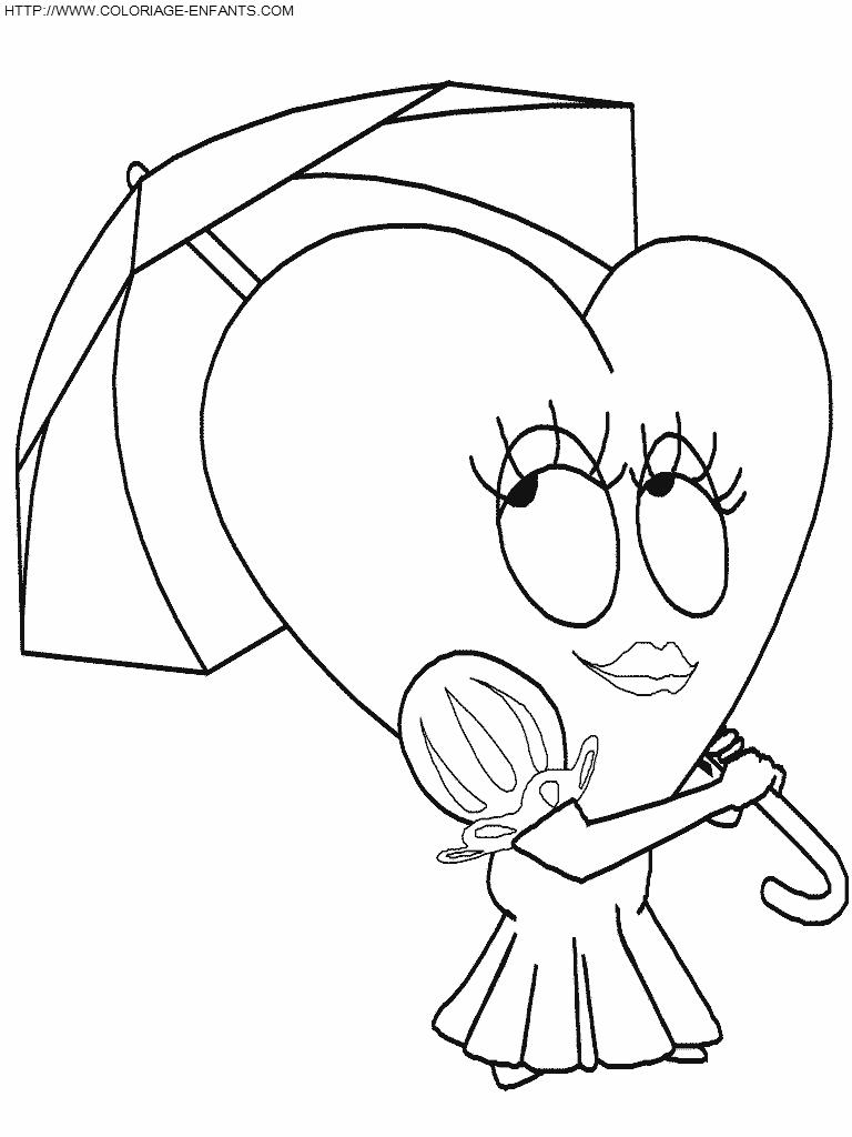 coloriage st valentin une dame en coeur