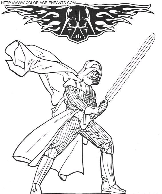 coloriage star wars dark vador debout