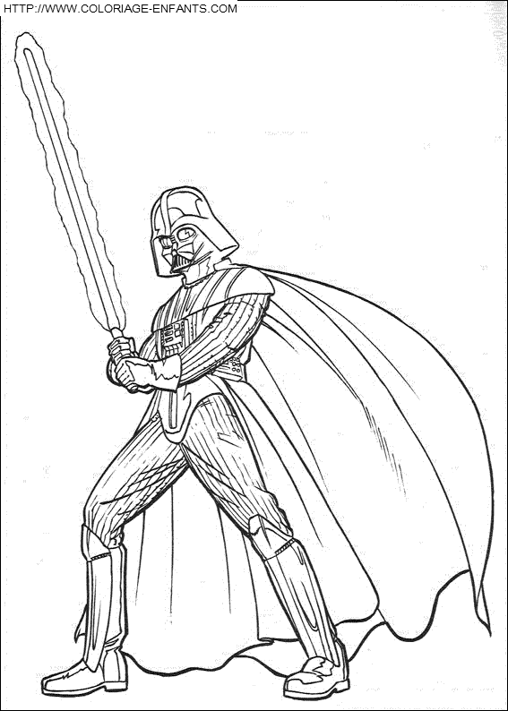 coloriage star wars dark vador en combat