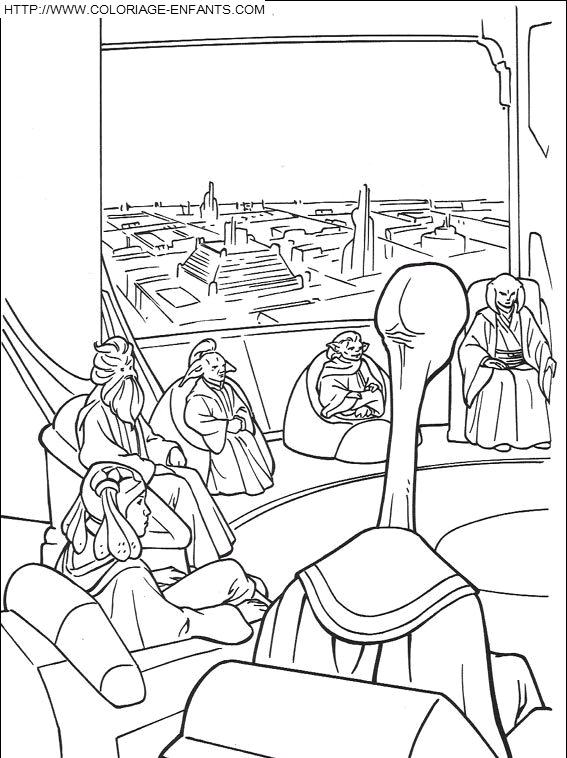 coloriage star wars le conseil jedi