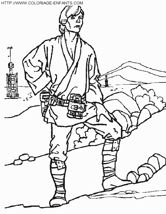 coloriage star wars luke skywalker medite