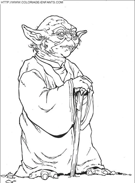 coloriage star wars yoda debout