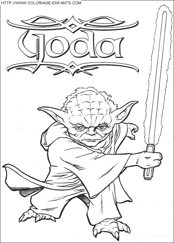 coloriage star wars yoda en combat